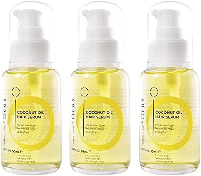 Coconut & Argan Oil Hairs Serum a Natural Leave In Conditioner Boosted with Vitamin E, Birrea Seed, and silk Protein - Revitalize & Detangle for a Smooth and shiny Look - 50ml (3 Pack)