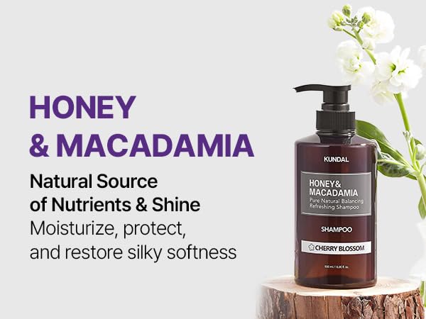 KUNDAL Honey&Macadamia Hydro-Intensive Moisture Premium Nature Hair Shampoo [Blackberry Bay] Sulfate Free, Macadamia Oil for Damaged Hiar care, Deep Clean & Hydration 1,000ml (300ml x2ea)