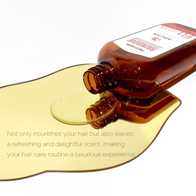 PRETTYSKIN Rainbow Perfume Vegan Hair Serum with Argan Oil, Sweet Almond Oil, Jojoba Oil, Macadamia Oil – Hydrating, Frizz Control, Lightweight Nourishing Treatment – 100ml (R1 Original)