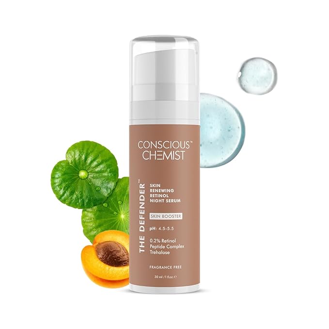 Conscious Chemist® Multi Peptide & 0.2% Retinol Serum | Anti Aging Serum | Boosts Collagen & Reduces Fine Lines, Wrinkles | Probiotics & Cica Water | Fragrance Free, Cruelty Free | 30ml