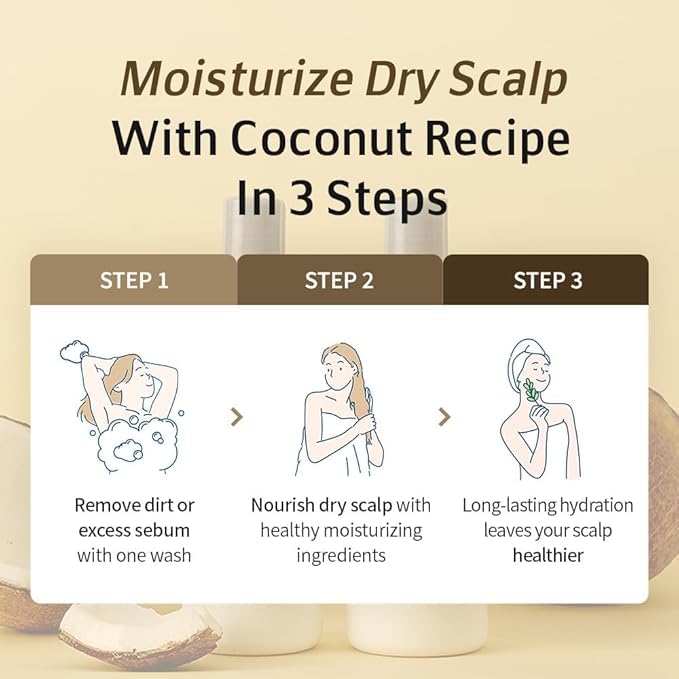 Karl&Hans Botanic Gourmand Coconut Vegan Shampoo Organic - Sulfate-Free, Moisturizing, Nourishing Shampoo with Coconut Oil&Natural Flower Extracts for Dry and Damaged Hair and Scalp Repair, 13.2 fl oz