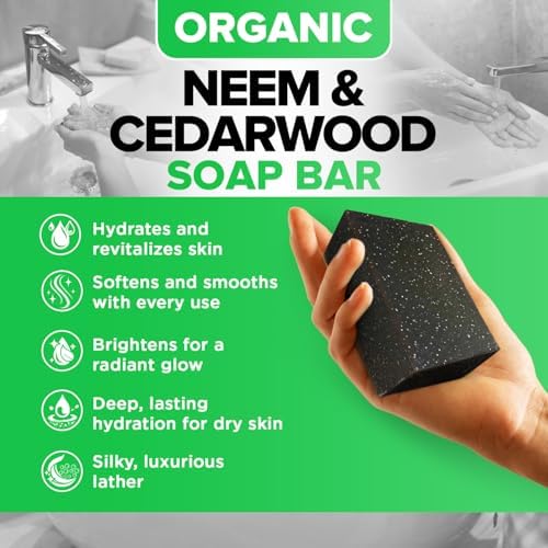 iHeart Nature Organic Fungal Neem Soap Bar (2 Pack) - Herbal Body Odor Cleanser, Eczema Soap - Moisturizing, Long-Lasting, Creamy Wash - Gentle Skin Hydration and Care