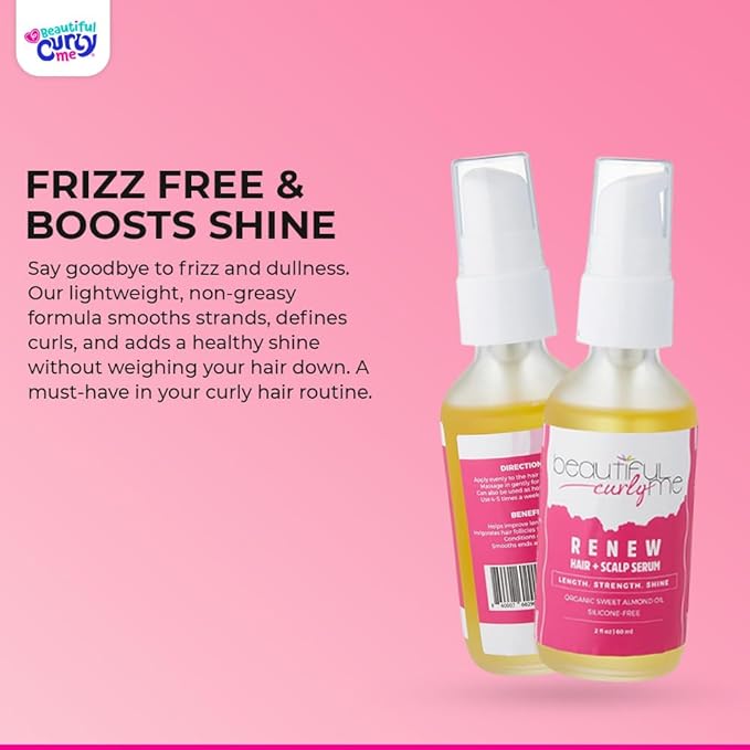 Renew Hair + Scalp Serum – Organic Hair Growth Oil with Rosemary for Frizz Control | Nourishing Scalp Treatment & Hair Growth Serum for Curly, Textured & All Hair Types (3A–4C) | Vegan & Paraben-Free