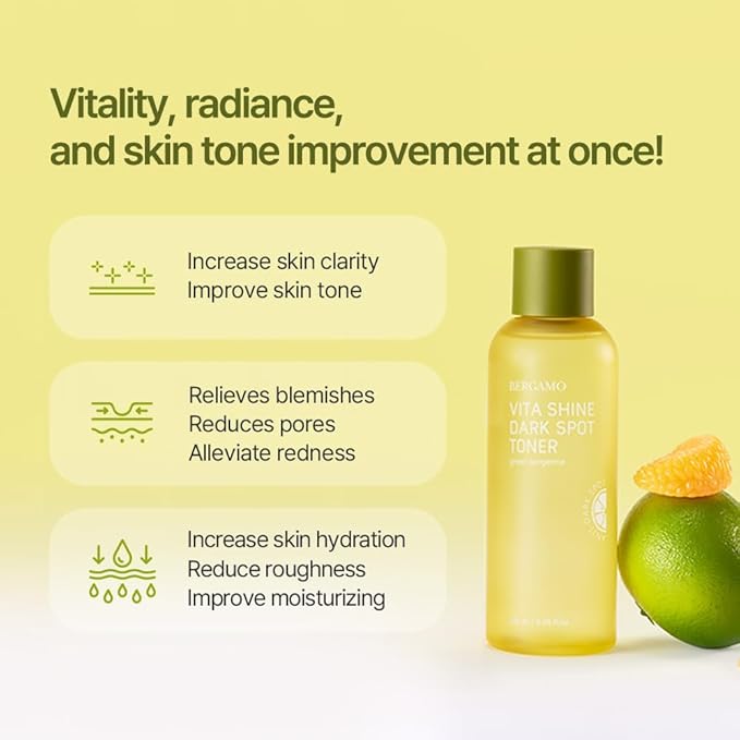 BERGAMO Green Tangerine Vita Shine Toner for Soothing, Hydrating, Face Moisturizer, Korean Skin Care, 6.09 fl.oz, 180ml