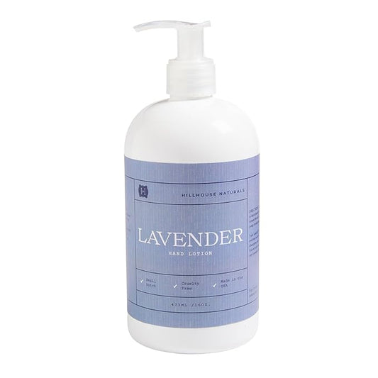 Hillhouse Naturals Lavender Hand Lotion 16oz - Enriched with Shea & Cocoa Butter for Soft, Velvety Skin - Lavender & Eucalyptus Essential Oils - Cruelty-Free, Small Batch, Made in the USA