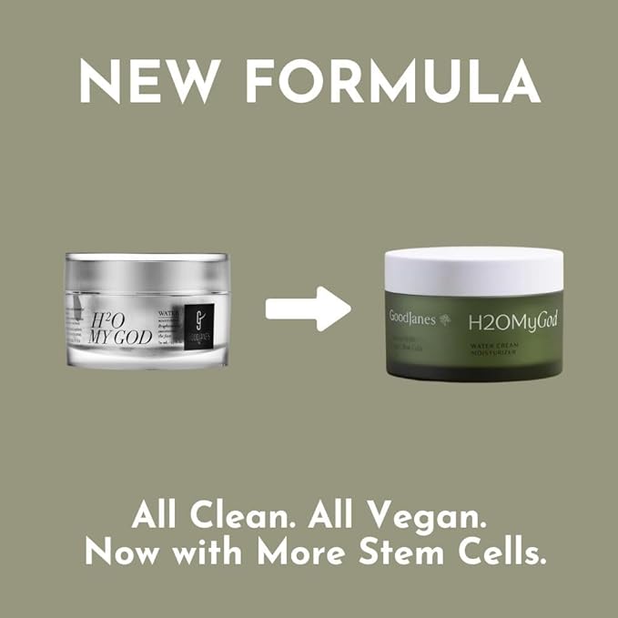 H2O My God Water Cream Moisturizer with Vitamin C, Vegan Collagen Peptides & Apple Stem Cells – Lightweight Hydrating Day & Night Cream for Smooth, Bright Skin – Vegan & Cruelty‑Free, 1.7 oz