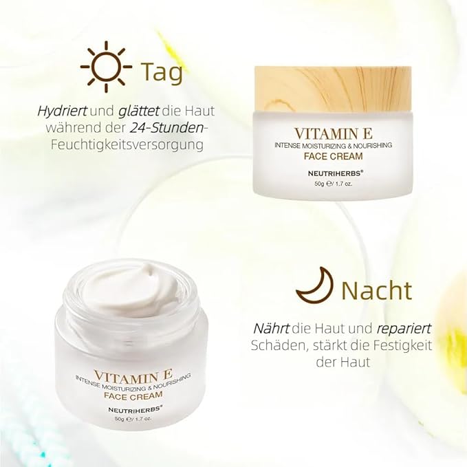 Neutriherbs Vitamin E Face Cream,Day and Night Facial Moisturizer for Women and Men, Nourishing and Hydrating Fit for Sensitive Skin - 1.7 oz