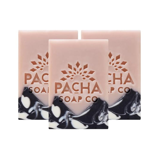 Pacha Soap Co. Bar Soap, White Blossom & Fig, 4 oz, 3-Pack (12 oz Total) - Premium, Hydrating, Moisturizing, Face Wash, Hand Cleanser, Body Wash, Handcrafted in the USA