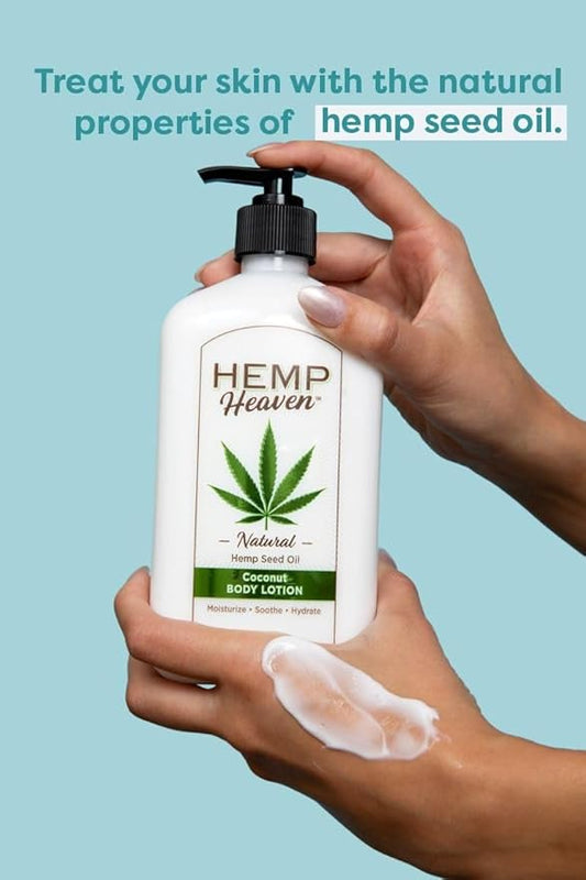 Hemp Heaven Lotion - Moisturizing Body Lotion with Natural Hemp Seed Oil & Coconut Bliss Scent, 18 oz, Paraben-Free Hemp Lotion for Women & Men, Made in USA, Soothes & Nourishes