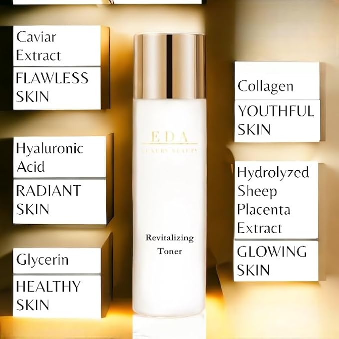 Luxe Diamond Caviar Beauty Revitalizing Toner - Anti-Aging With Caviar Extract Collagen, Daily Anti-Wrinkle Face Toner, Rejuvenating & Tightening Pores - Vegan & Paraben-Free