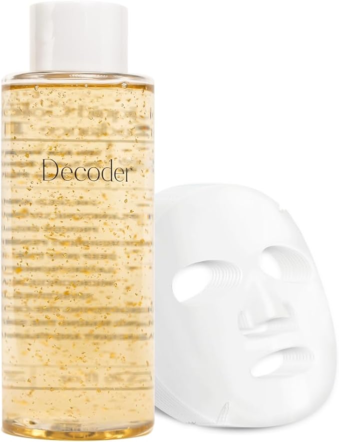 Decoder Liquid Gold Radiance Toner-Serum + 10 Masks | Hydrating Face Toner with Hyaluronic Acid, Rose Water & Centella – Alcohol-Free, 24K Gold Skincare for Sensitive Skin (13.19 Oz)