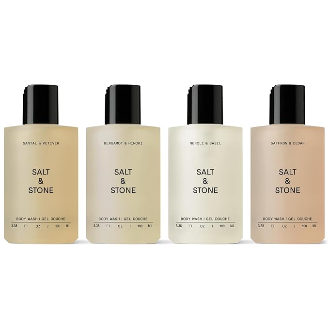 Salt & Stone Body Wash Mini Discovery Set | For Women & Men, Sulfate, Paraben, & Dye Free, Leaves Skin Soft and Hydrated | Antioxidants for Deep Moisture | Travel-Sized Body Wash