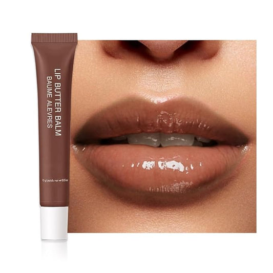 1Pcs Tinted Lip Balm Serum Makeup, Squeeze Hydrating Tint Lips Balms Serum Cosmetic, Women Care Glossy Nourishing Plumping Lip Stain Gloss Lipstick, Suitable for dry lips, Long-Lasting Color 08