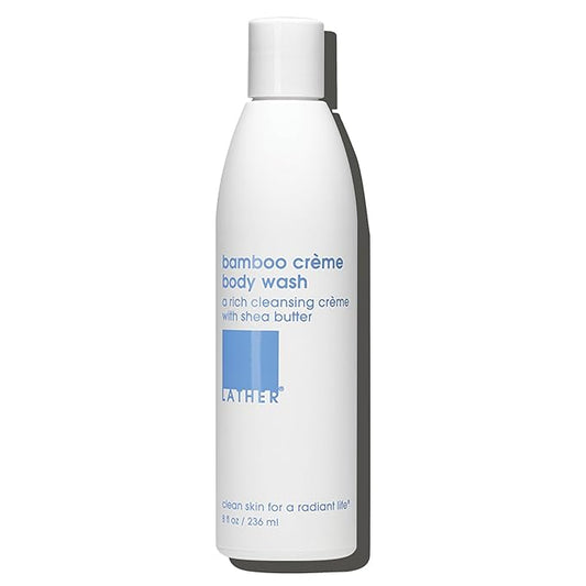 LATHER - Bamboo Crème Natural Body Wash, 8 fl oz - Shower Gel Cleanser - Gentle Body Soap - Essential Oils - Bamboo, Shea Butter, Lavender - All Skin Types - Vegan, Cruelty Free - Beauty & Skincare