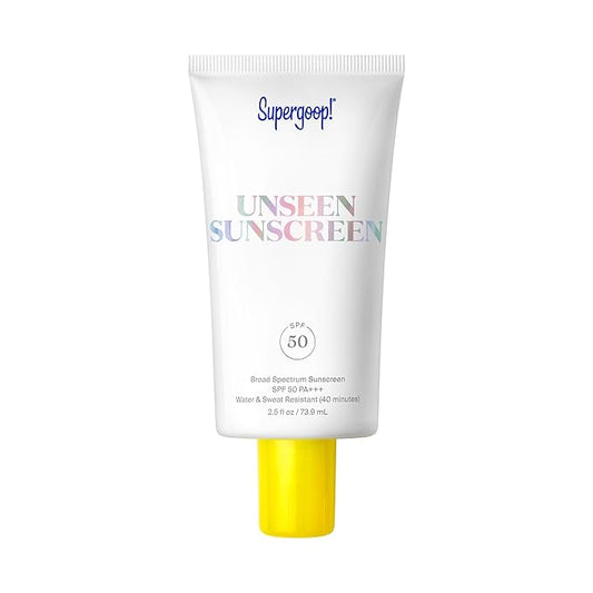 Supergoop! Unseen Sunscreen SPF 50 Invisible Sun Protection for Face - Broad Spectrum Face Sunscreen + Makeup-Gripping Primer - Weightless, Scentless, Oil Free - For All Skin Types - 2.5 fl oz