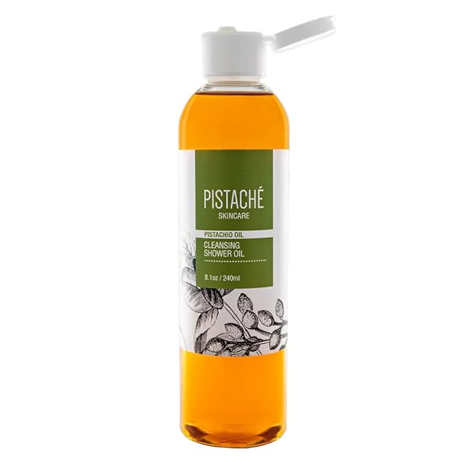 Pistaché Skincare Pistachio Oil Cleansing Shower Oil | Oil-to-Foam Formula | Moisturizing & Nourishing Body Wash with Vitamin E & Antioxidants, 8.1 oz