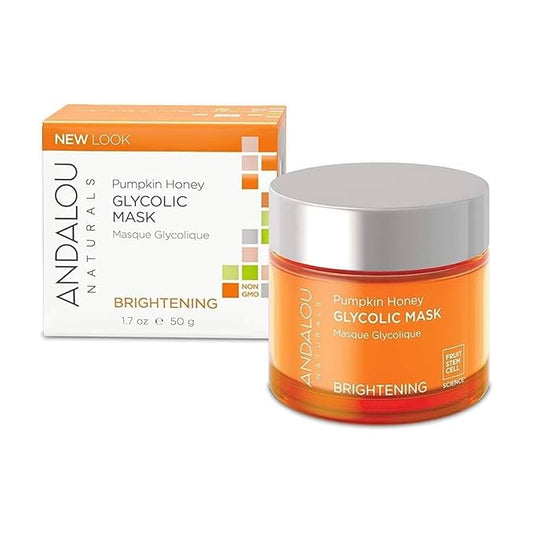Andalou Naturals Pumpkin Honey Glycolic Mask, Brightening & Exfoliating Face Mask with Glycolic Acid & Vitamin C, Gently Removes Dirt and Brightens Skin, 1.7 fl oz