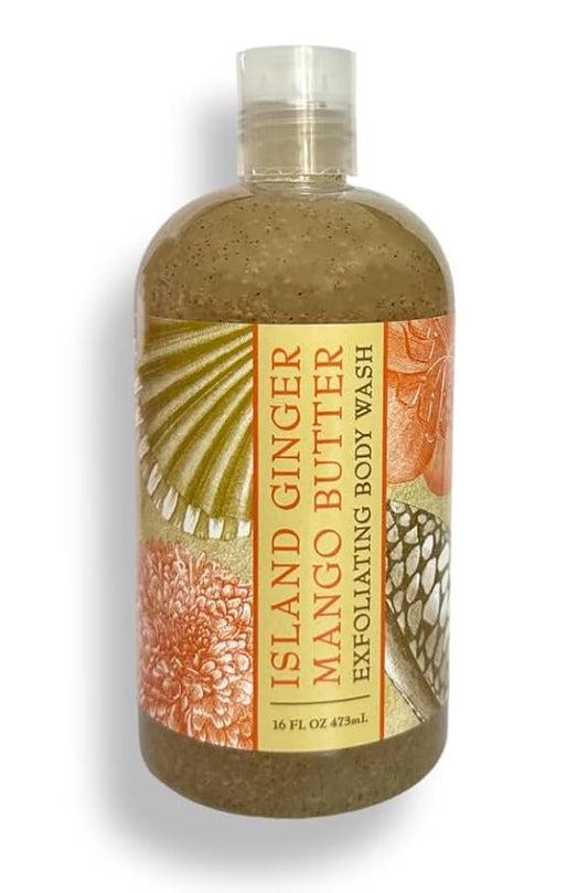 Greenwich Bay Trading Co. Exfoliating Scented Body Wash - Luxury Spa Quality, Shea & Cocoa Butter Enriched - 16 Ounce (Island Ginger Mango)