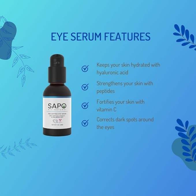 Eye Serum - Depuffing & Brightening Under Eyes Gel with Peptides, Hyaluronic Acid, Bergamot, Chamomile & Citrus Oil - Smooth Texture & Fine Line Reducer for Dark Puffy Circles - 1 oz