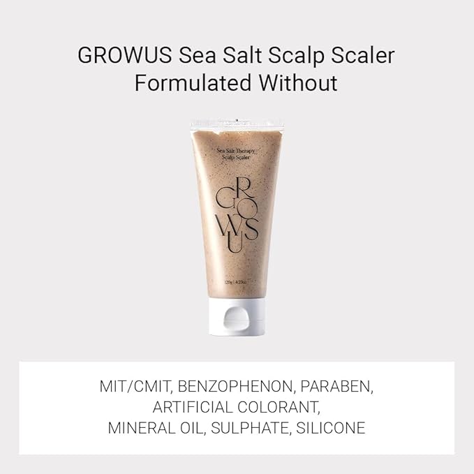 GROWUS Sea Salt Therapy Scalp Scaler - Salicylic Acid, Niacinamide, Dexpanthenol, Exfoliating, Deep Cleansing, Free from Paraben and Sulfate, 2 in 1 Type for Itchy and Oily Scalp (4.23 Oz / 120g)