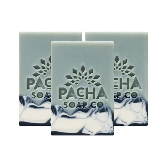 Pacha Soap Co. Bar Soap, Vanilla & Sage, 4 oz, 3-Pack (12 oz Total) - Premium, Hydrating, Moisturizing, Face Wash, Hand Cleanser, Body Wash, Handcrafted in the USA