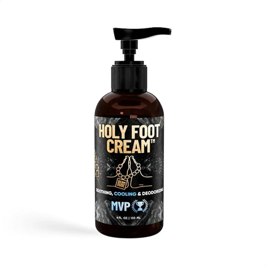 Derm Dude Holy Foot Cream for Dry Cracked Heels and Feet | Moisturizing Lotion Formulated w/All-Natural DeoPlex for Odor Control & Arrowroot for Deep Hydration - MVP Scent 4oz (1pack)