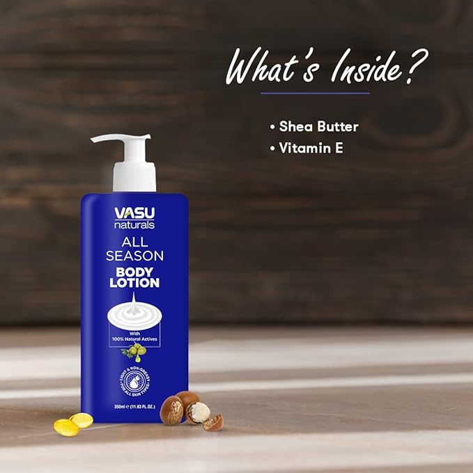 Vasu Body Lotion for All Skin Types with Shea Butter & Vitamin E, face moisturizer, body moisturizers Non-Greasy Formula, hand cream, lotion for women, lotion for men - 11.83 fl oz each (Pack of 2)