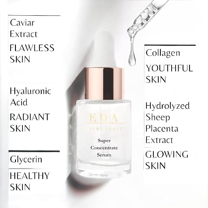 Luxe Diamond Caviar Super Concentrate Serum - Anti-Aging, Repairing & Firming, Daily Anti-Wrinkle Collagen & Hyaluronic Acid Face Serum - Vegan, Paraben-Free