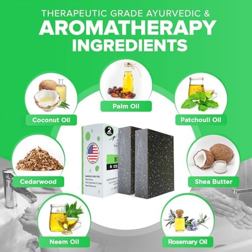 iHeart Nature Organic Fungal Neem Soap Bar (2 Pack) - Herbal Body Odor Cleanser, Eczema Soap - Moisturizing, Long-Lasting, Creamy Wash - Gentle Skin Hydration and Care