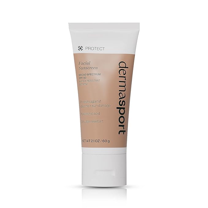 Dermasport Facial Sunscreen SPF 50 Lotion - Face Sunscreen for Swimmers - Pre Swim Lotion for Chlorine - Sport Sunscreen, Sun Protection & Skin Care Routine for Men and Women (Net Wt 2.1 oz)