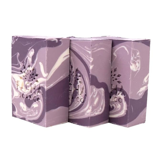 Pacha Soap Co. Bar Soap, French Lavender, 3-Pack (4 oz ea) - Premium, Handcrafted, Hydrating, Natural Face Wash, Hand Cleanser, Body Wash, Soothing Essential Oils