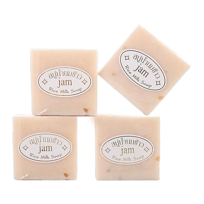 Handmade Genuine Thai Rice Soap 4/8/12PCS sets. 65g/PCS,Cold - Processed.Great for bath, hands, face & gifting (4PCS)
