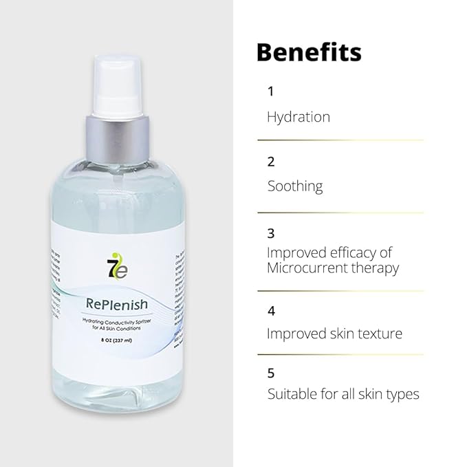 7E Wellness MyoLift RePlenish Spritzer – Hydrating Mist for Microcurrent Therapy – Reactivates Conductive Gel, Enhances Conductivity, Soothes & Moisturizes Skin (8oz / 236ml)