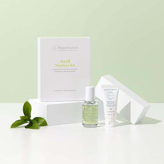 Hydration & Barrier Care Kit – Acell-300 Fluid 30ml + Moisture Aqua Serum 30ml, Lightweight Hydrating Ampoule & Serum Duo for Moisture Balance & Sensitive Skin