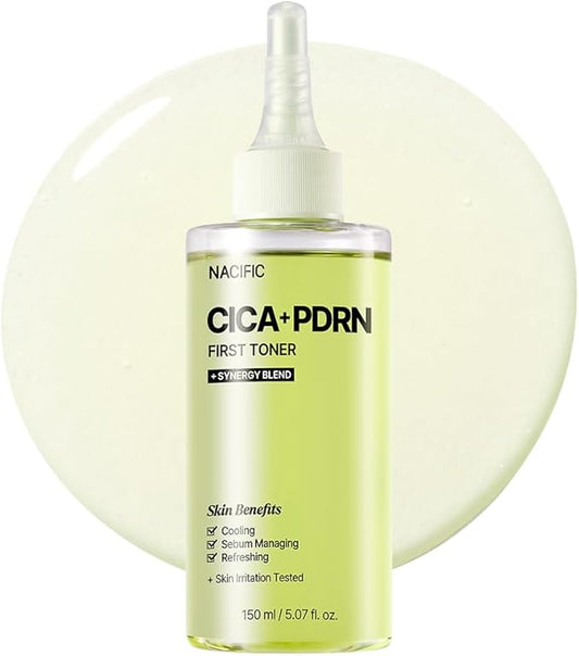 NACIFIC CICA PDRN First Toner 5.07 fl oz 150ml – Centella Asiatica & PDRN for Sensitive Skin, Cooling Spot Toner, Balancing & Soothing Korean Skincare
