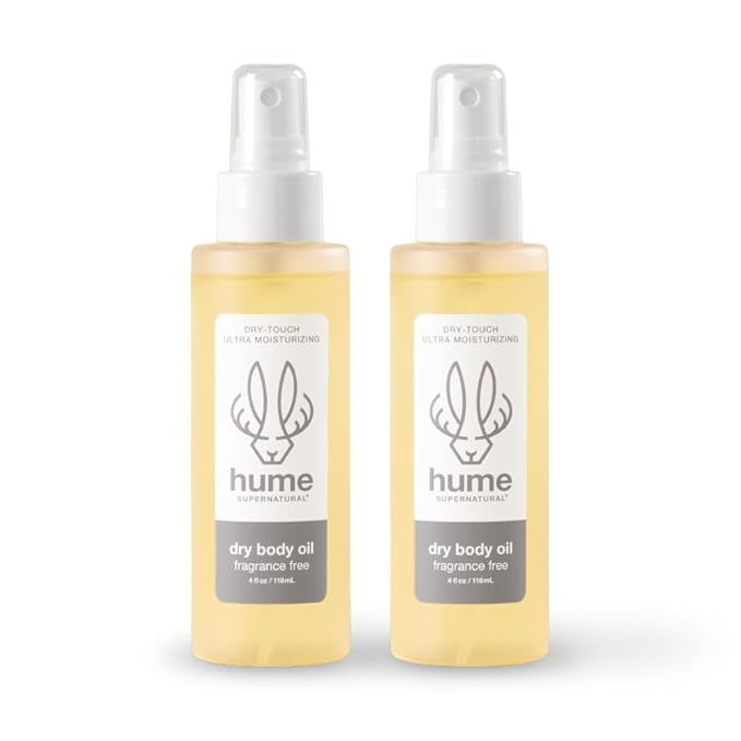 HUME SUPERNATURAL Dry Body Oil Spray - Moisturizing Oil for Dry Skin, After Shower Hydrating Body Oils for Women and Men, Nourishing, Glow, Fragrance Free, 2-Pack