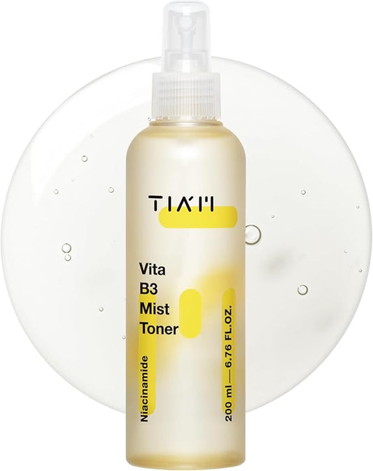 TIA'M Vita B3 Mist Toner, 6.76 fl oz, Glow Boosting Facial Spray with Niacinamide, Tranexamic Acid, and Vitamin C for All Skin Types, Hydrating & Refreshing, Korean Skin Care