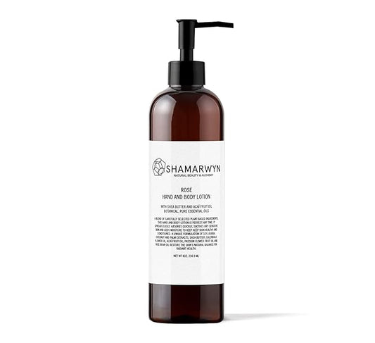 Rose Hand & Body Lotion Natural Organic Shea Butter & Acaí Fruit Oil for Dry Skin 8oz