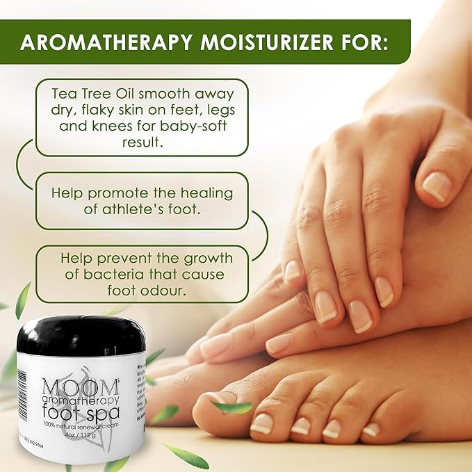 MOOM Foot Spa Cream – 100% Natural Foot Renewal, foot cream infused with Essential Oils for Soft, Smooth Feet, Aromatherapy Moisturizer for Dry, Cracked Heels,Feet,Knees,Elbows,Hands