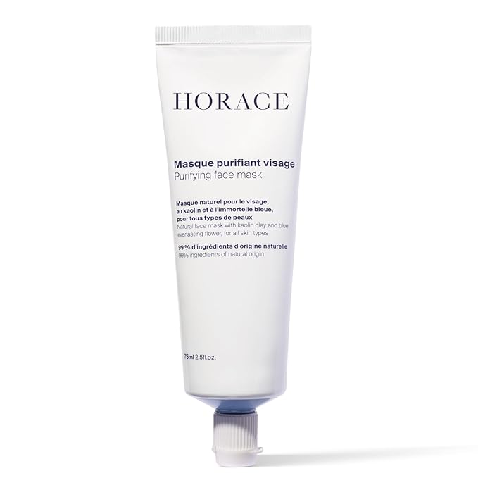 HORACE Purifying Face Mask for Men - Facial Deep Cleanse with Kaolin Clay and Blue Everlasting Flower - Pore Refining Skincare for All Skin Types - Unscented, 2.45 fl.oz
