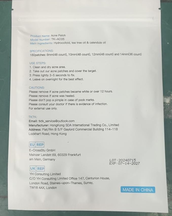 TKTK Hydrocolloid Acne Patches, Pimple Patches for Face with Tea Tree & Calendula Oil - 4 Sizes Clear Cover Stickers, Invisible for Day & Night Use (360 Count)