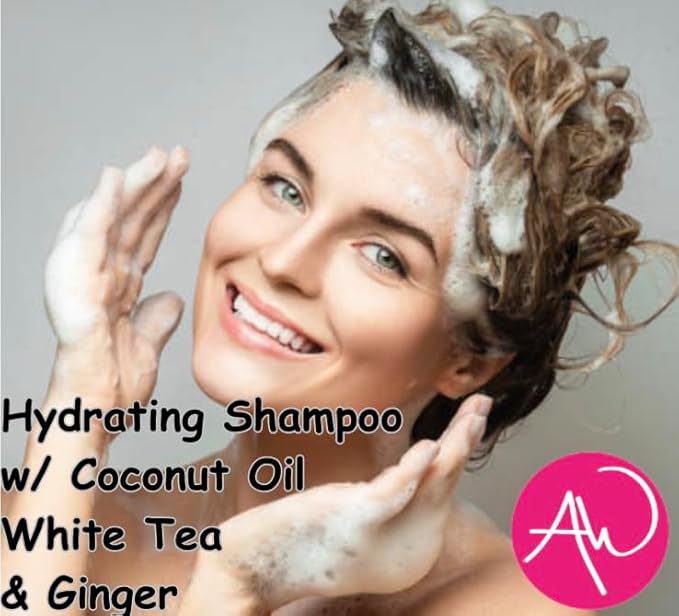 Hydrating Purifying Shampoo, Cleans, Moisturizes, Repairs- Purifying scalp cleanser. 6 Essential Oils, Coconut Oil, White tea & Ginger 16 oz