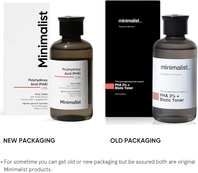 Minimalist 3% PHA Alcohol Free Hydrating Face Toner for Pore Tightening | Mild Exfoliation, pH Balancing & Rebalancing Skin Microbiome | for Women & Men | 5 Fl Oz / 150 ml