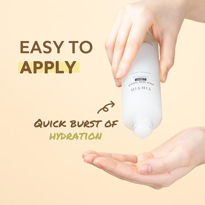 TIRTIR Milk Skin Rice Toner Light | Instant Hydration with 4% Niacinamide, Pantenol, Lightweight, Pore-Tightening, Vegan, Acne-Prone, Oily Skin, Fungal Acne Safe, Korean Skin Care, 0.67 Fl Oz