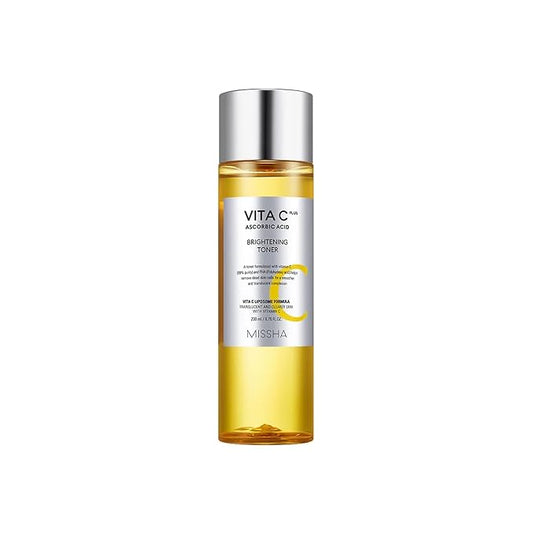 MISSHA Vita C Plus Brightening Toner 6.76 Fl oz/200ml, Lightweight, Fast-Absorbing Facial Toner, Vitamin C Skin Care for Dark Spots & Uneven Tone, Korean Skin Care for Dull, Oily Skin