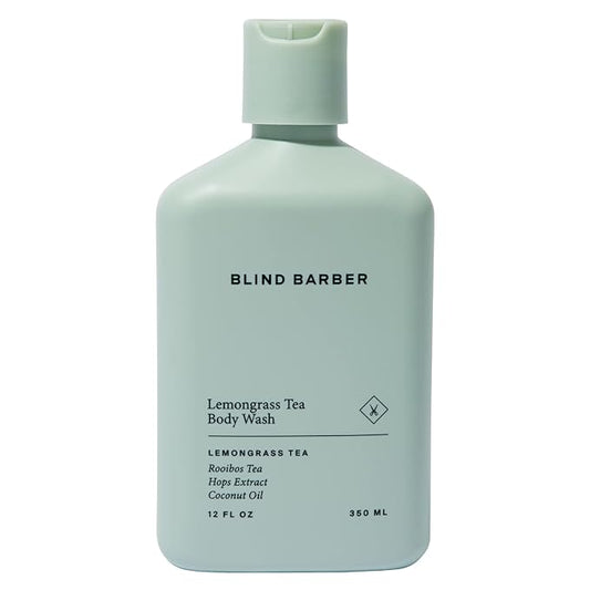 Blind Barber Lemongrass Tea Body Wash for Men - Sulfate-Free Body Soap with Lemongrass Scent - Leaves Skin Clean & Hydrated - Paraben-Free & Cruelty-Free, No Artificial Dyes (12 Fl oz)