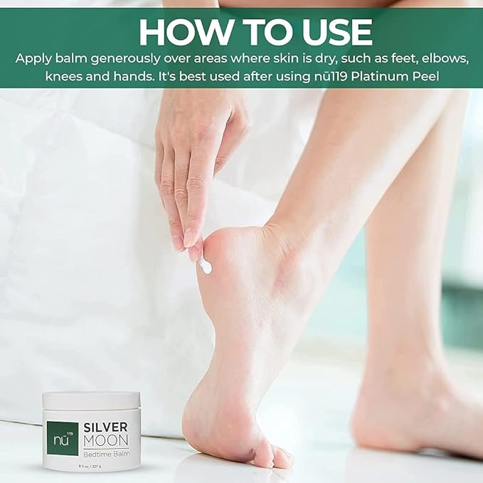 nu119 How to Heal Cracked Feet Overnight Silver Moon Bedtime Balm | Natural Cream Moisturizer Treatment for Dry Skin on Heels & Hands for Men & Women | Fix & Repair Foot Skin & Soften Calluses