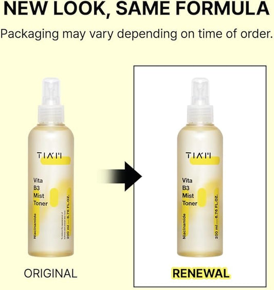 TIA'M Vita B3 Mist Toner, 6.76 fl oz, Glow Boosting Facial Spray with Niacinamide, Tranexamic Acid, and Vitamin C for All Skin Types, Hydrating & Refreshing, Korean Skin Care
