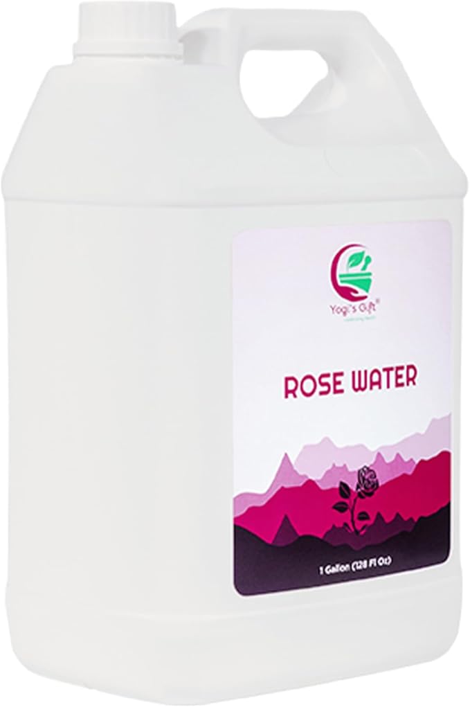 100% Pure Rose Water 1 Gallon (128 fl oz) | for Face & Hair | Alcohol Free & Artificial Coloring Free | by Yogi's Gift®