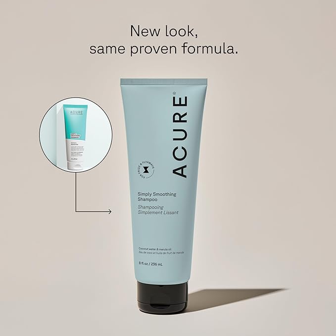 Acure Simply Smoothing Shampoo and Conditioner Set - Hydrating & Moisturizing for Women & Men, Moisturize Frizzy, Dry, Damaged Hair w/Coconut Water, Vegan, Paraben & Sulfate Free - 8 fl oz (2 Pack)